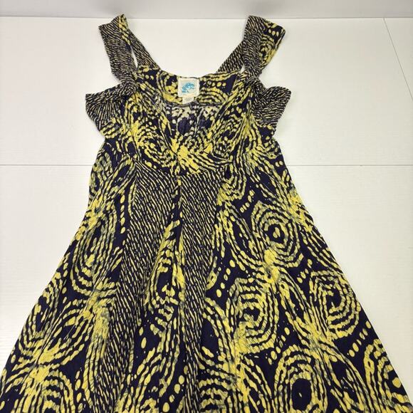 Anthropologie C. Keer Yellow and Navy Sleeveless Dress Size Small SS0865 - Picture 4 of 7